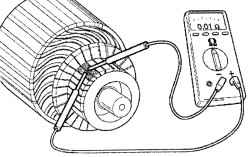 Проверка наличия проводимости между пластинами коллектора ротора