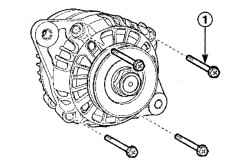 Расположение стяжных болтов (1) генератора
