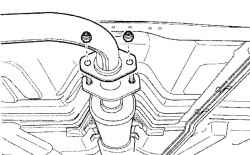 Расположение гаек крепления переднего глушителя к заднему глушителю