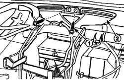 Расположение винтов (1) крепления воздуховодов (2) антиобледенителя к панели щитка