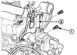 Расположение болтов (1) крепления главного кронштейна (2) впускного коллектора